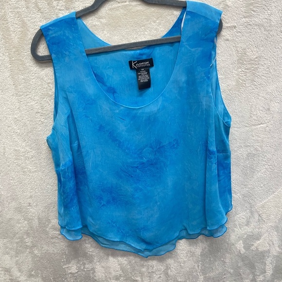 K woman blue layered chiffon tank top size 22 plus size boho hippie - Picture 1 of 5